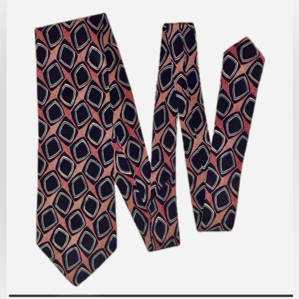 Hugo Boss silk tie, bold print, red & black